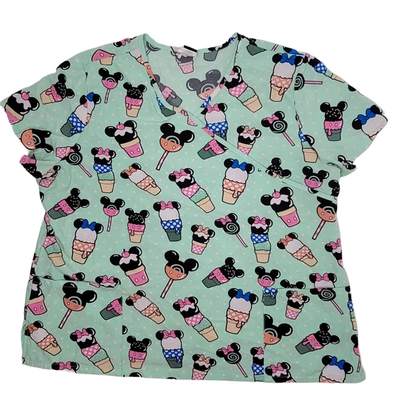Disney mickey mouse ice cream social scrub top size 2x. Ice cream mickey mouse. - Picture 2 of 9